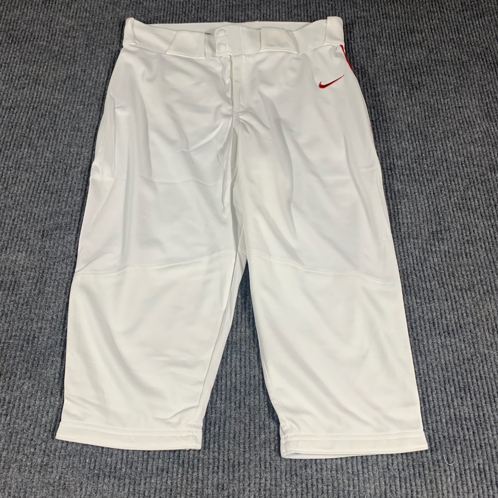 Nike Baseball Pants Mens Extra Large White Red Swoosh Stretch Comfort New $45